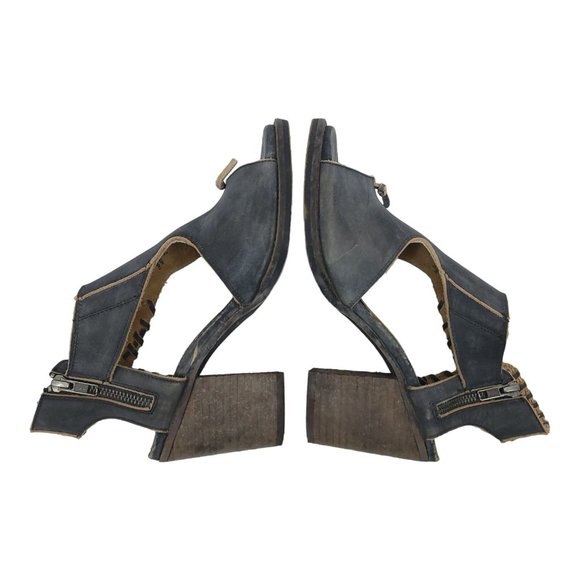 Farylrobin Loki Full Leather Chunky Heel Sandal Womens Size 8.5 Gray Black - Picture 8 of 12